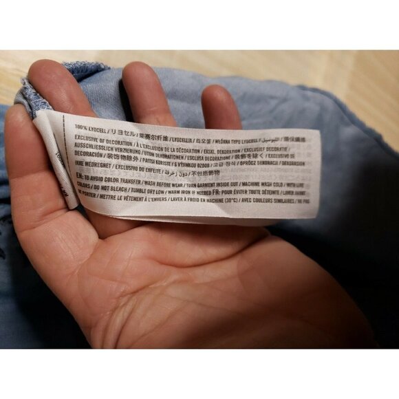 Hollister Womens Blue Lyocel Boho Cropped Embroidered Bell Sleeve Blouse Small - Picture 6 of 6